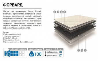 Матрац Форвард 1400х2000 скрутка Мелодия сна