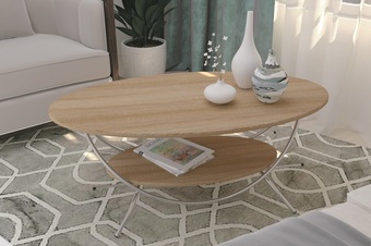 Стол журнальный №2 ясень шимо светлый (хром) ЛДСП СаН